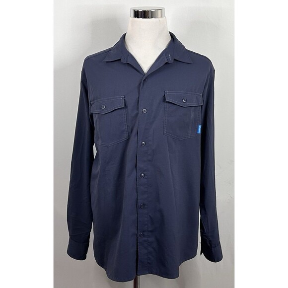 Columbia XL Omni Shield Vented Fishing Outdoor Shirt Blue Polyester Button Front - Picture 2 of 5